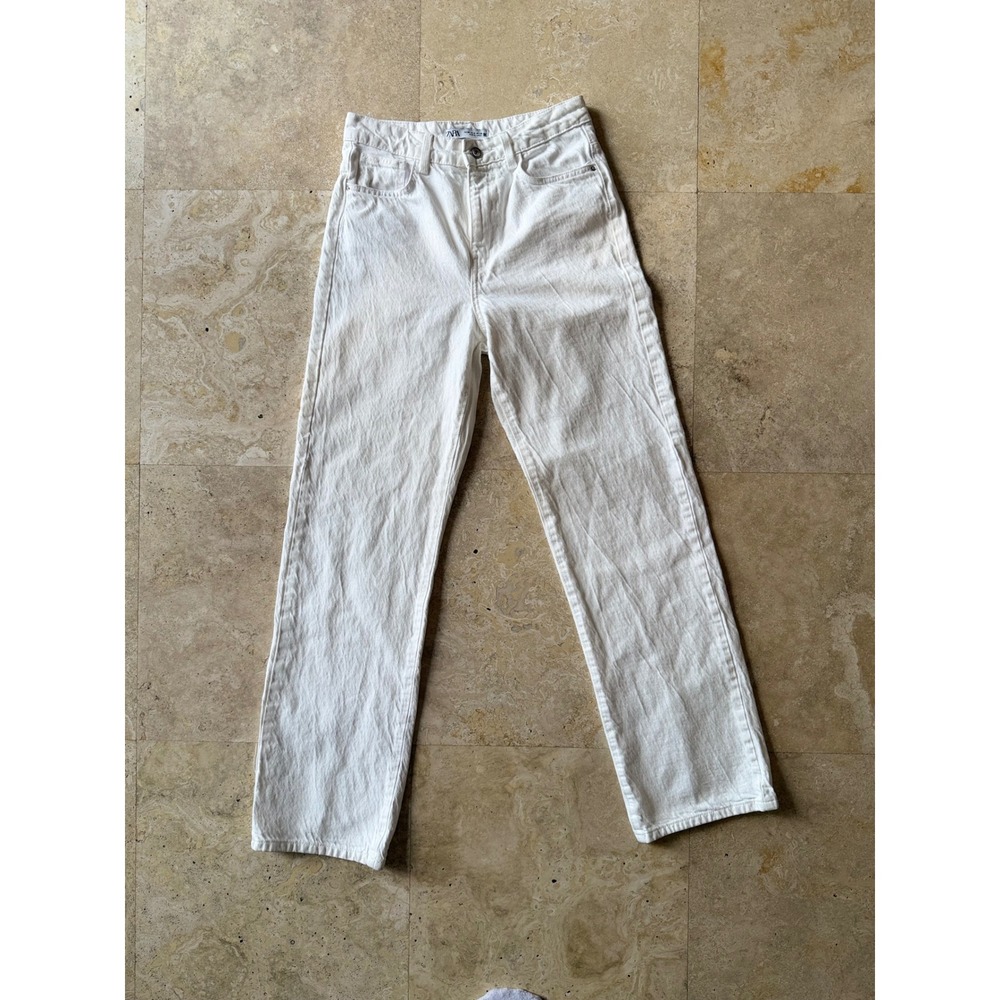 Zara Off-White Straight Leg Jeans